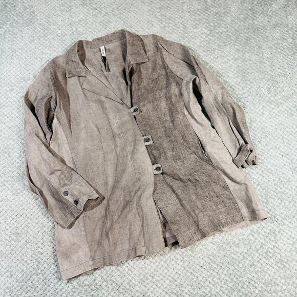 BLANQUE Linen Oversized Flowy Lagenlook Tunic Top Sz1 Chore Buttons - Picture 1 of 10